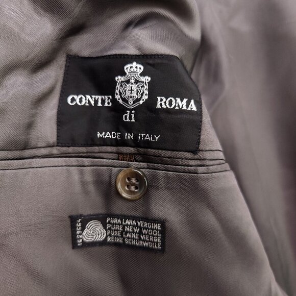 Conte Di Roma 100% Pure Virgen Wool Mens 46L Coat Italy Vintage Tweed Blazer - Picture 7 of 15